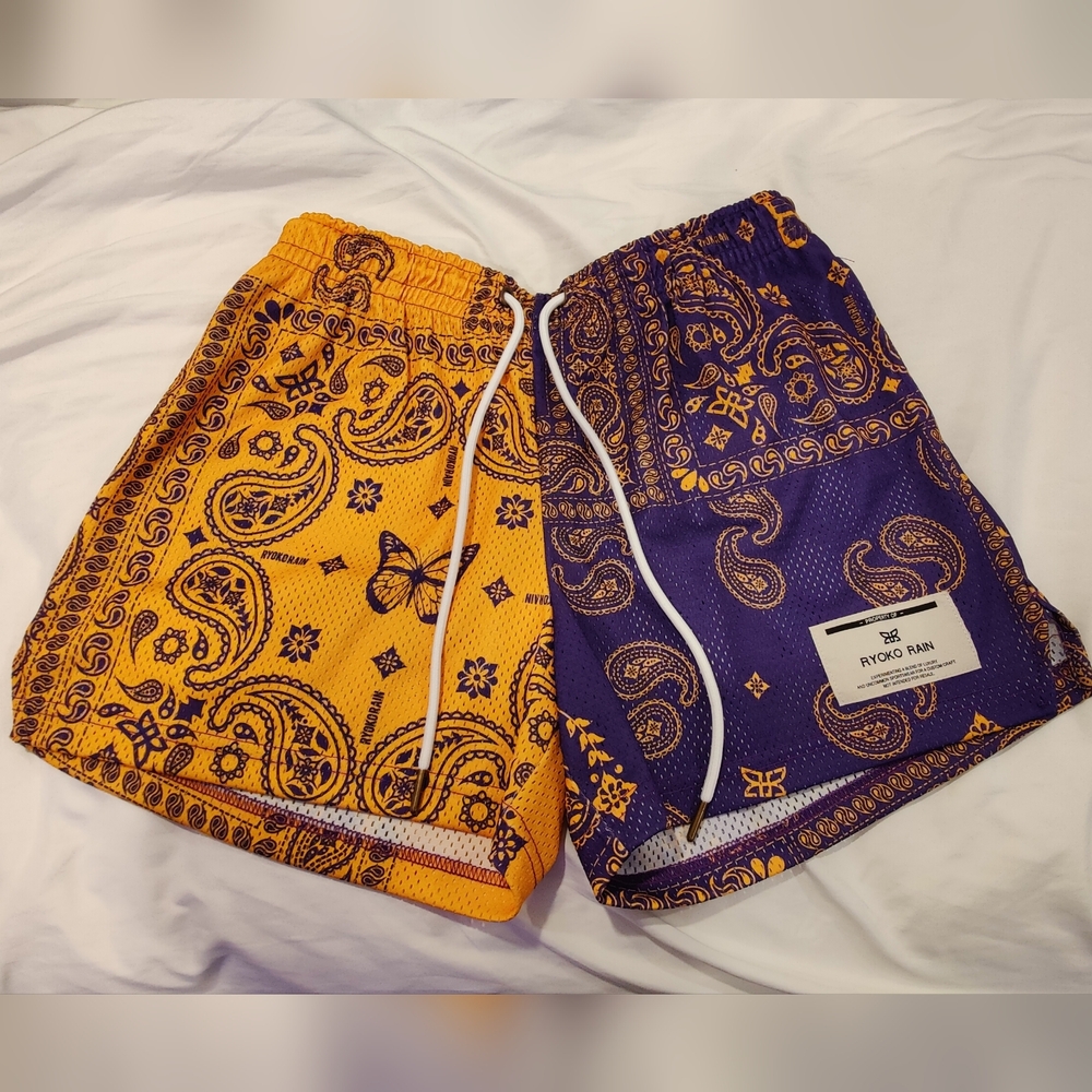Ryoko Rain - Mamba Purple Gold Paisley Shorts - Size Medium